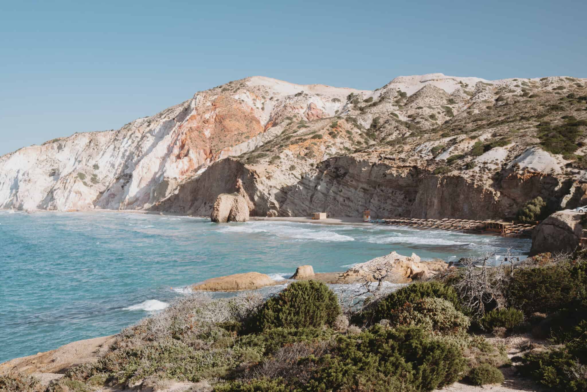 The cliffs of Crete overlooking the Aegean Sea, Greece.